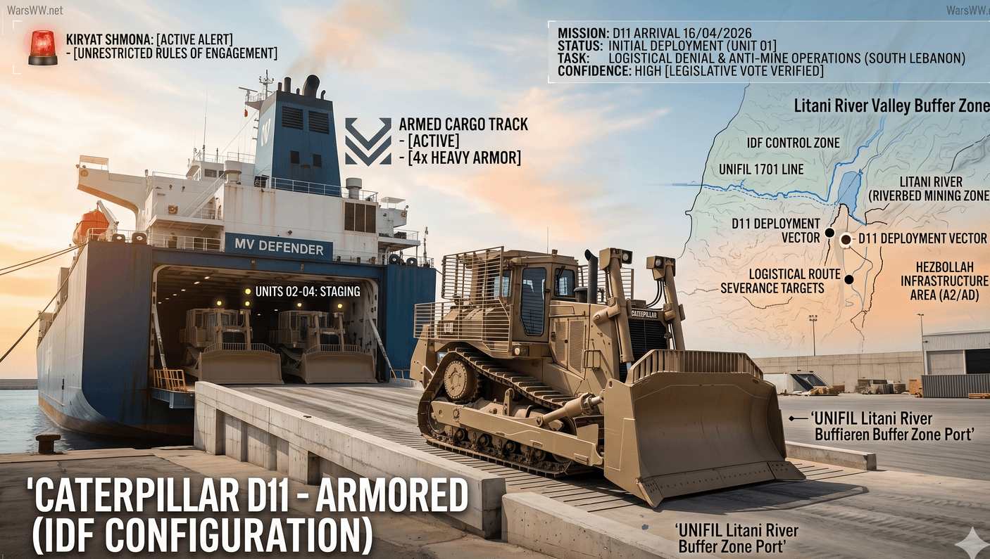 the arrival of new armored bulldozers