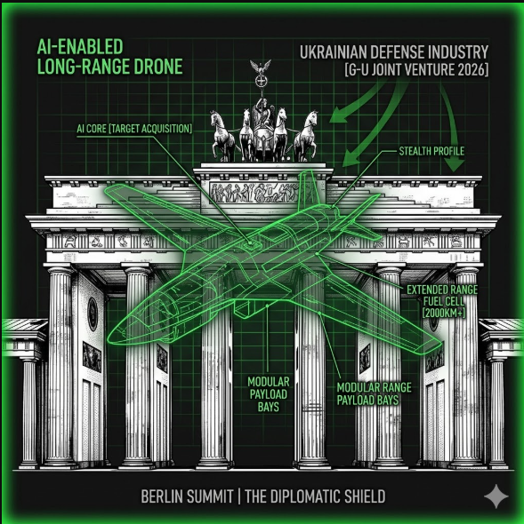 Brandenburg Gate overlaid with a Digital Drone Schematic