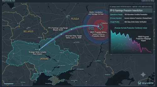 precise flight envelope of Ukraine's Flamingo missile strike on the Cheboksary drone component plant, June 10, 2026.